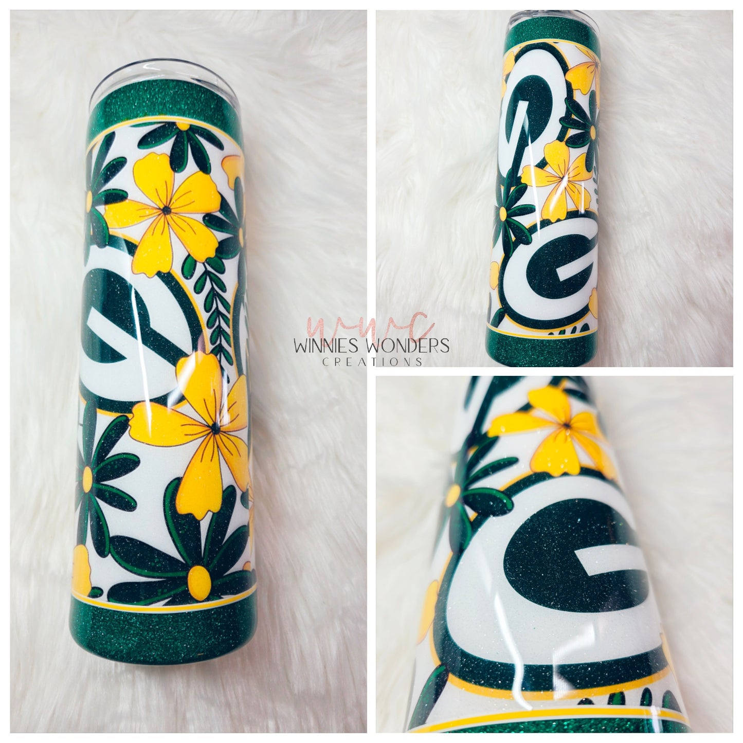 Green/Gold Floral 30oz Skinny Tumbler