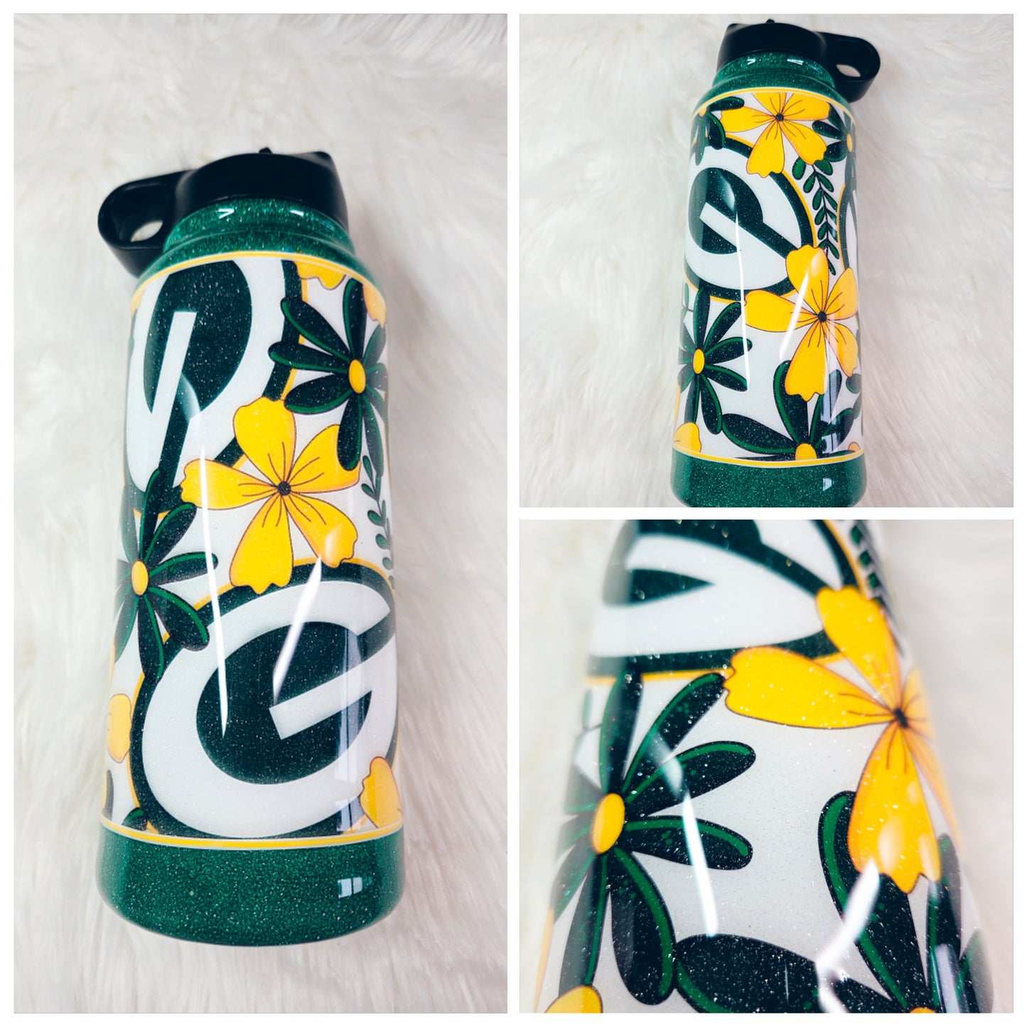 Green/Gold Floral 32oz Hydroflask
