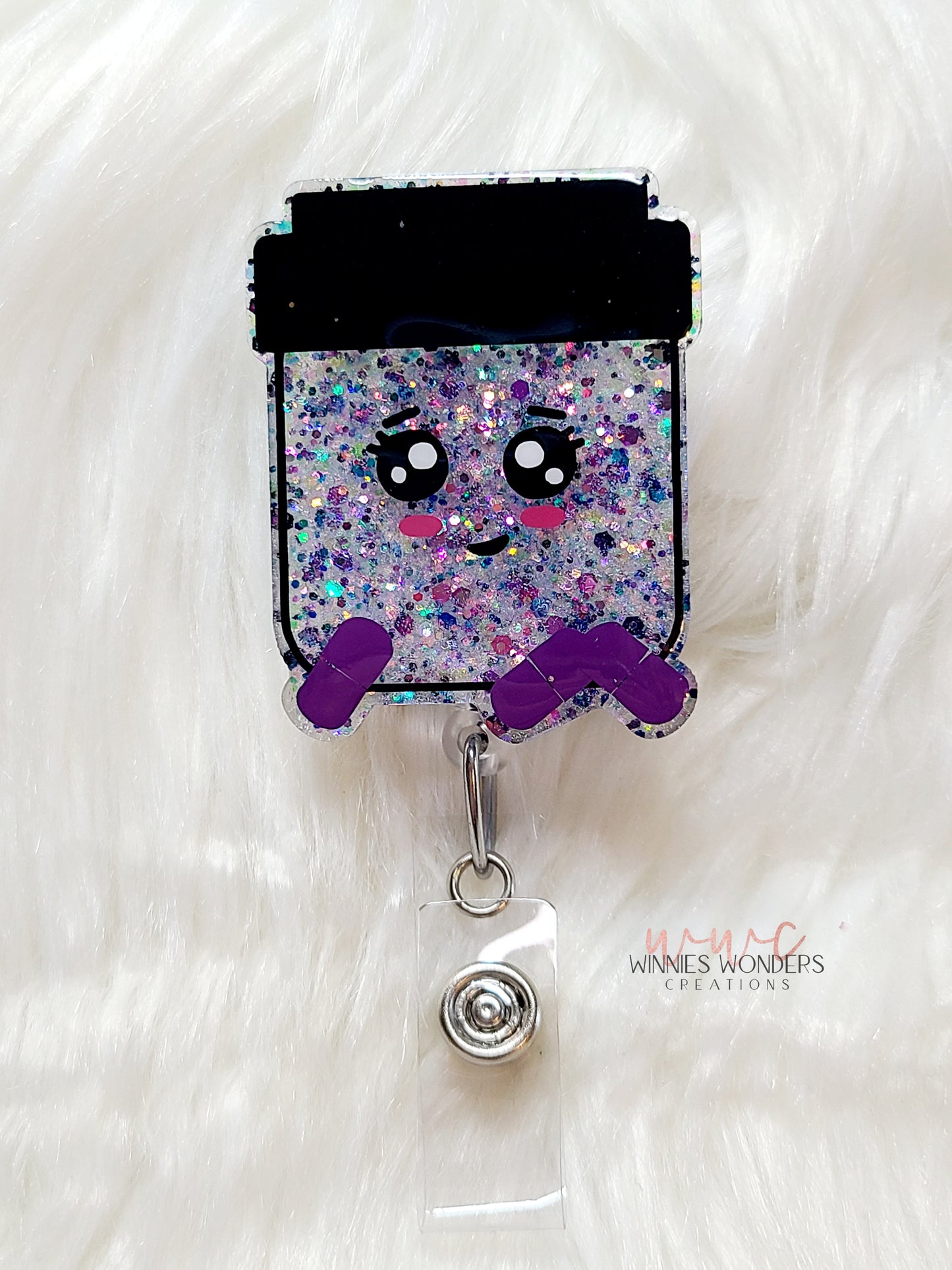 Square Pill Bottle Badge Reel