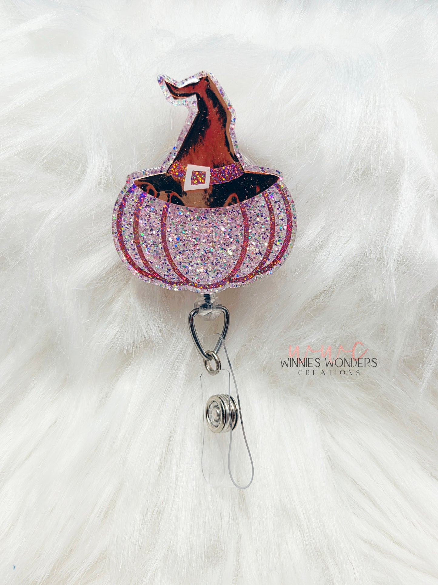 Pumpkin Witch Hat Badge Reel
