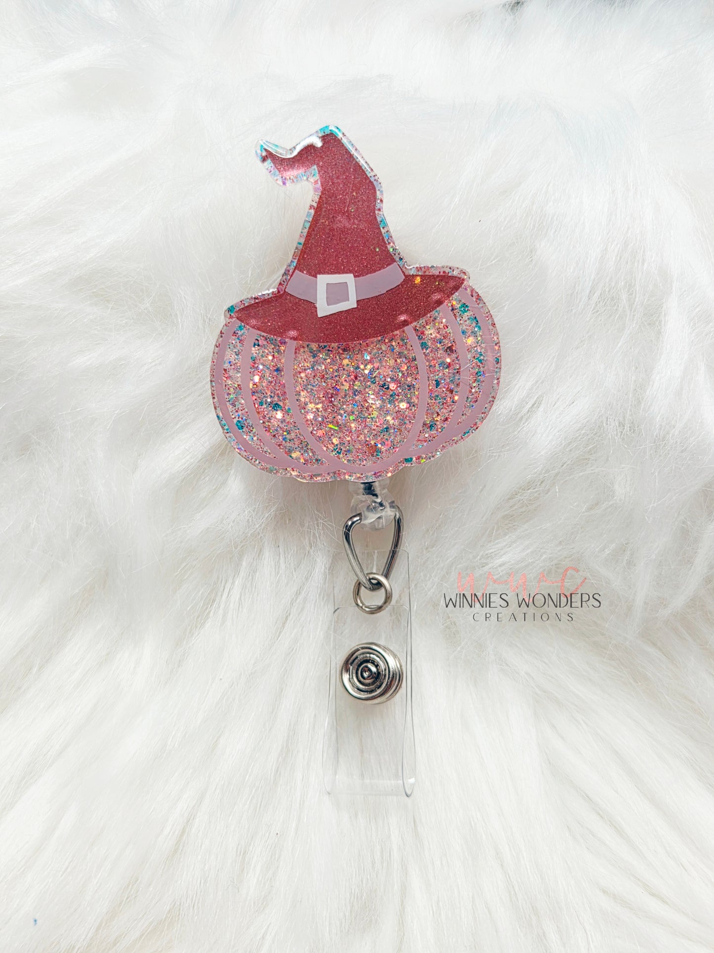 Pumpkin Witch Hat Badge Reel