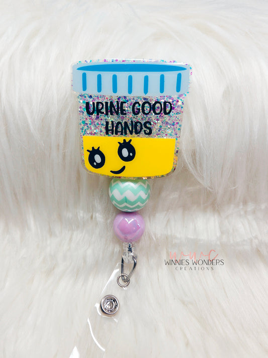 Urine Good Hands Badge Reel