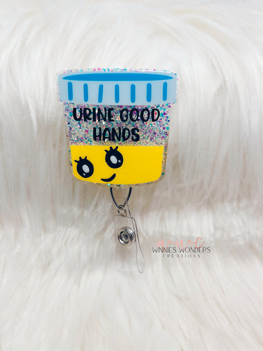 Urine Good Hands Badge Reel
