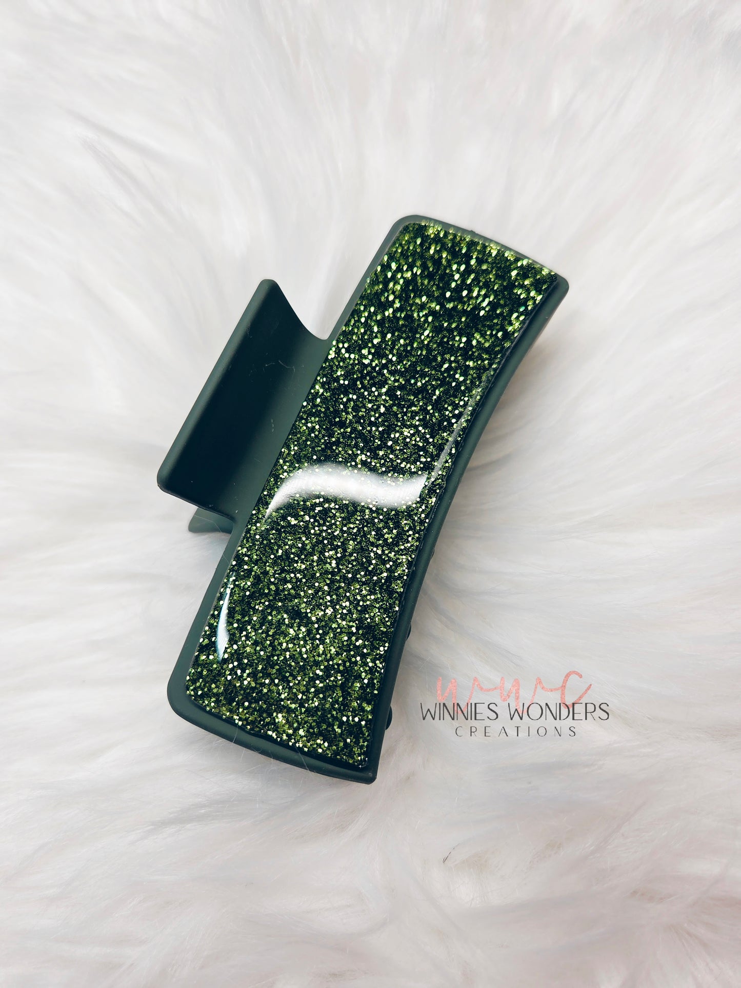 Army Green Glitter Hair Clip