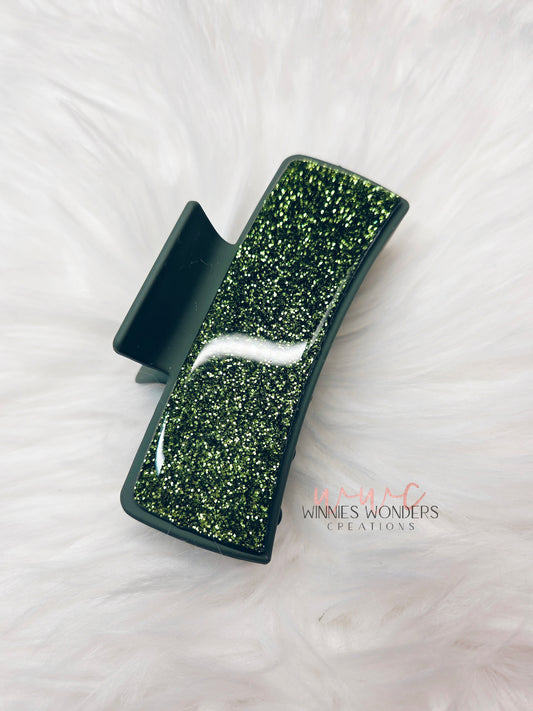 Army Green Glitter Hair Clip