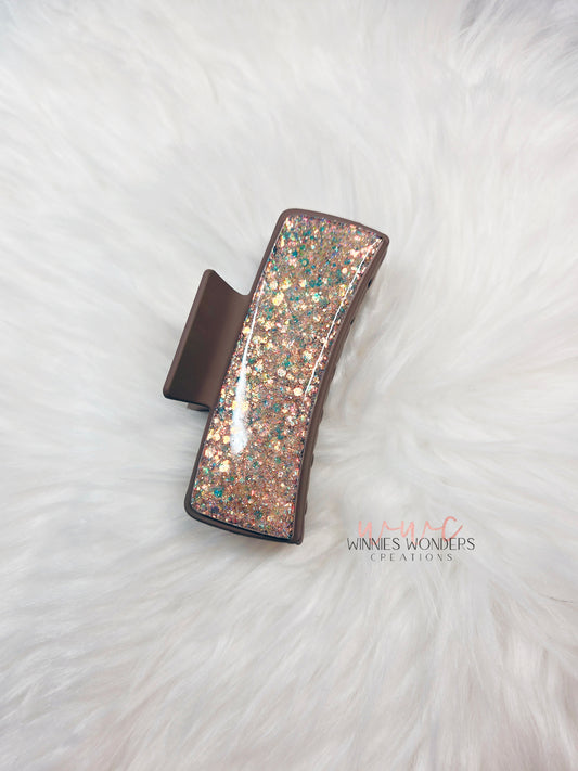 Light Brown Glitter Hair Clip
