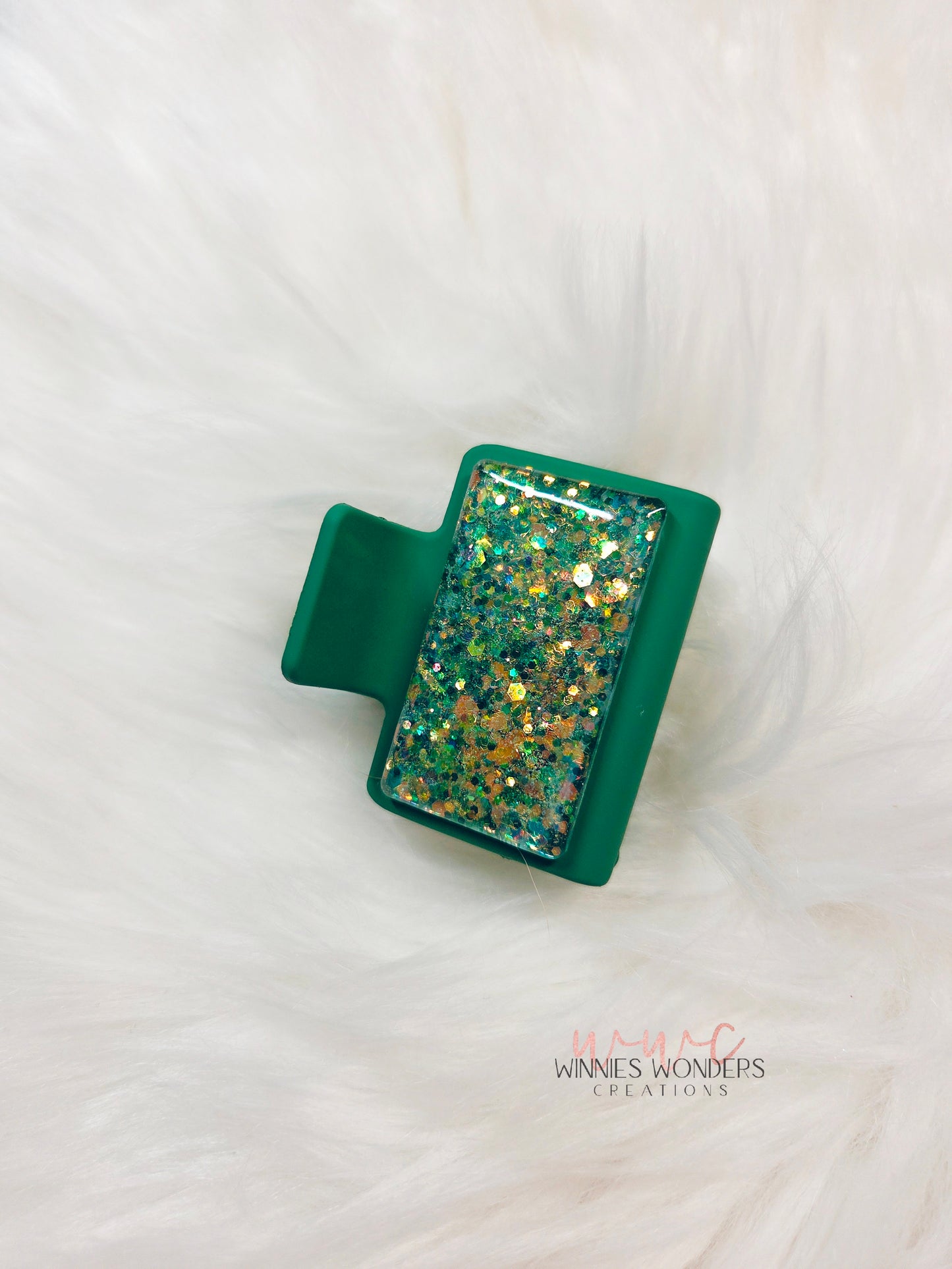 Green Glitter Small Hair Clip