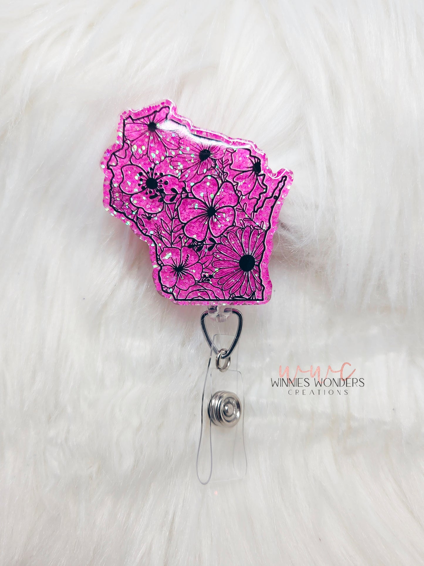 Floral Wisconsin Badge Reel