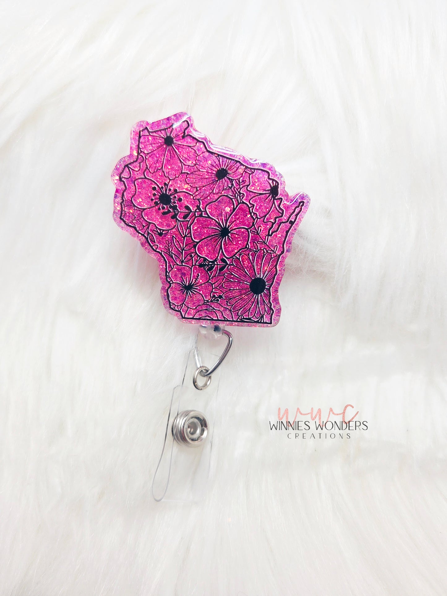 Floral Wisconsin Badge Reel