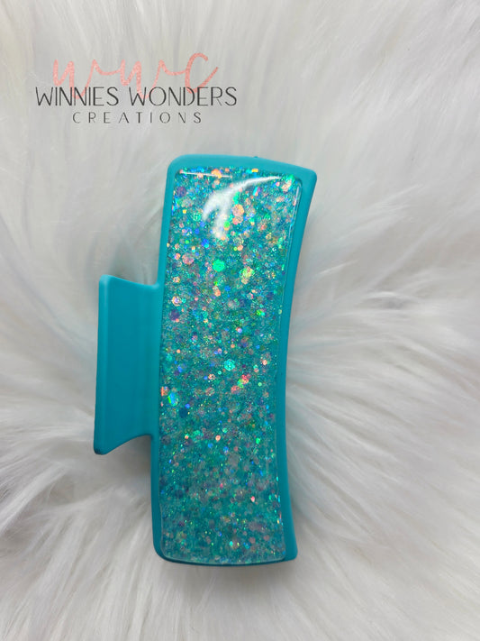 Teal Glitter Hair Clip