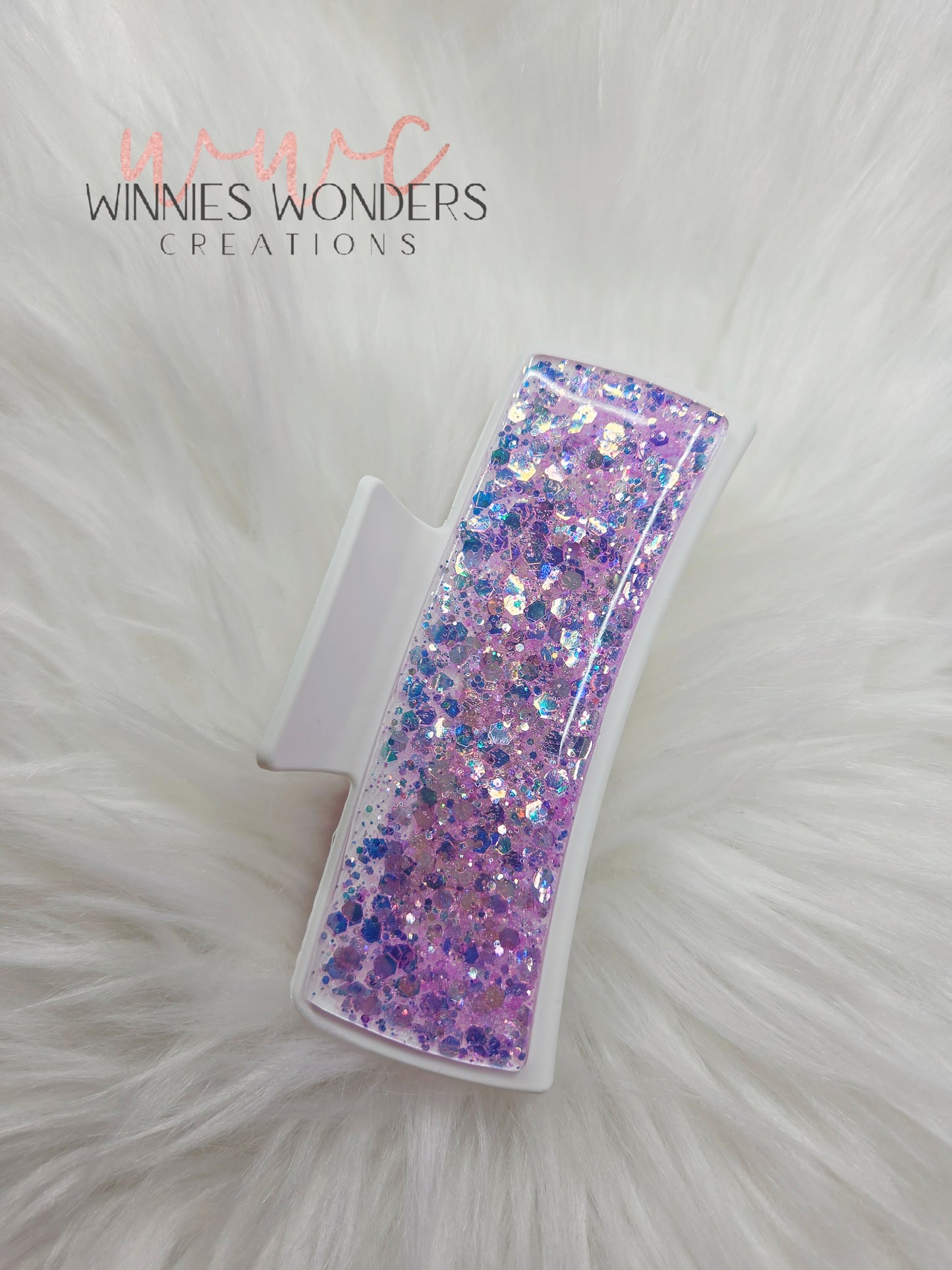 White/Purple Glitter Hair Clip