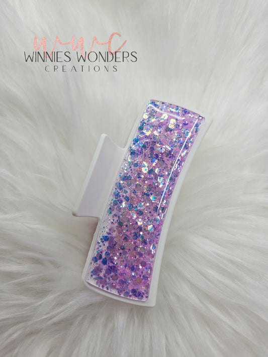 White/Purple Glitter Hair Clip