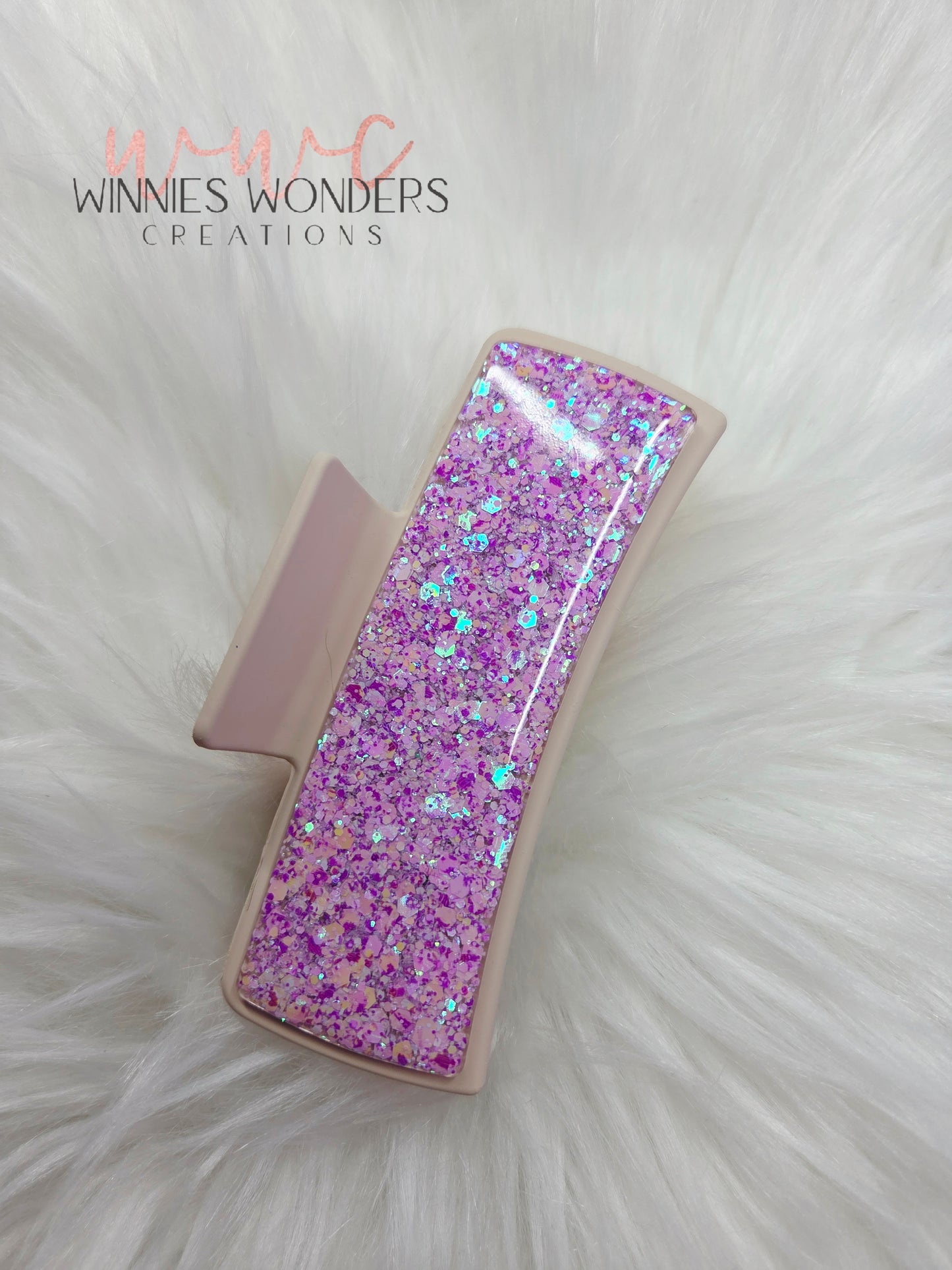 Tan/Purple Glitter Hair Clip