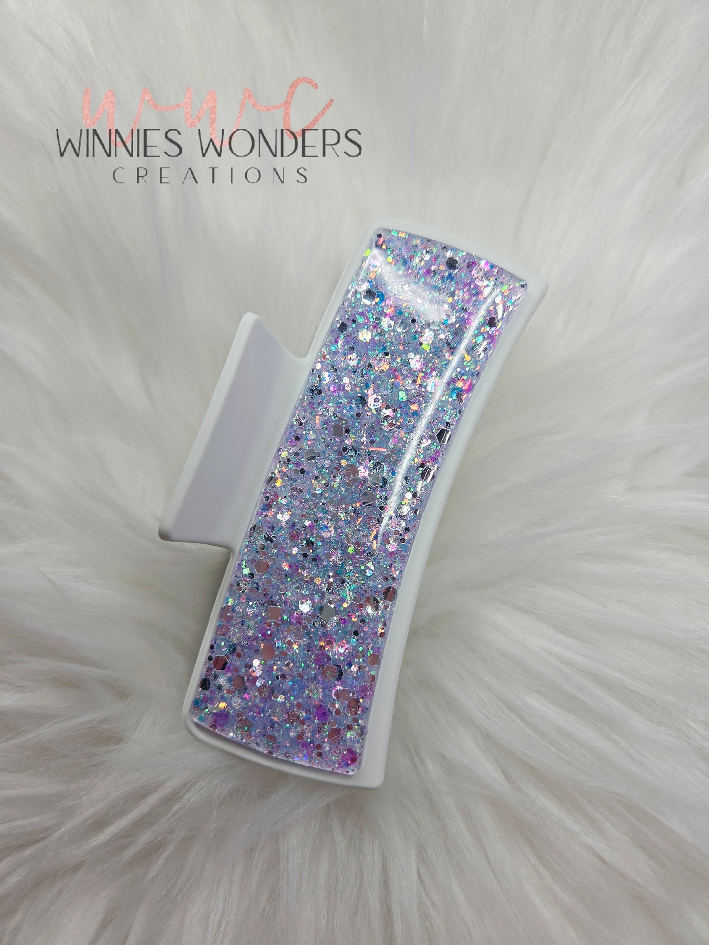 White /Purple Glitter Hair Clip