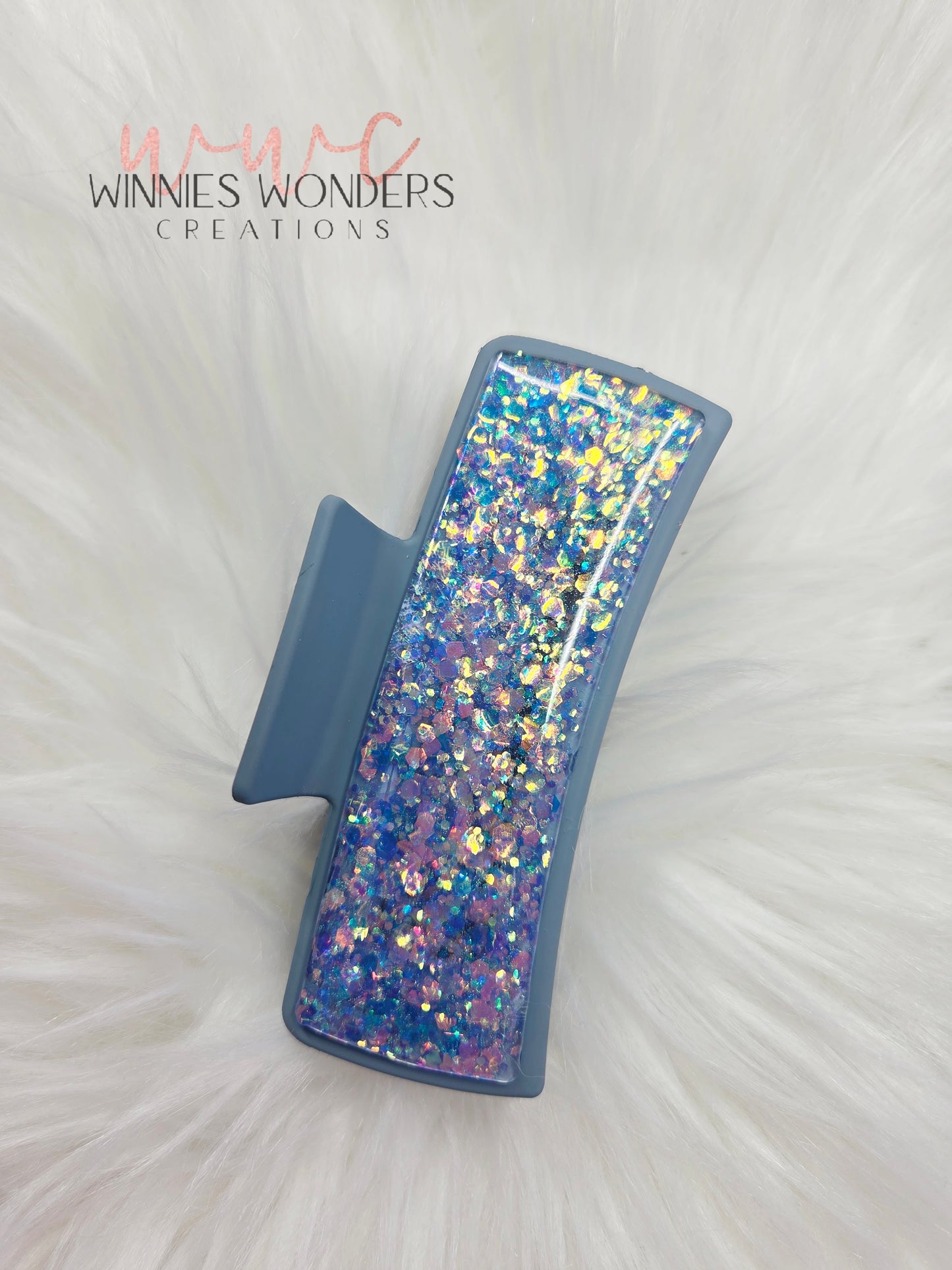 Teal/Purple Glitter Hair Clip