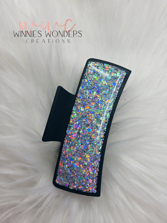 Black/Silver Glitter Hair Clip
