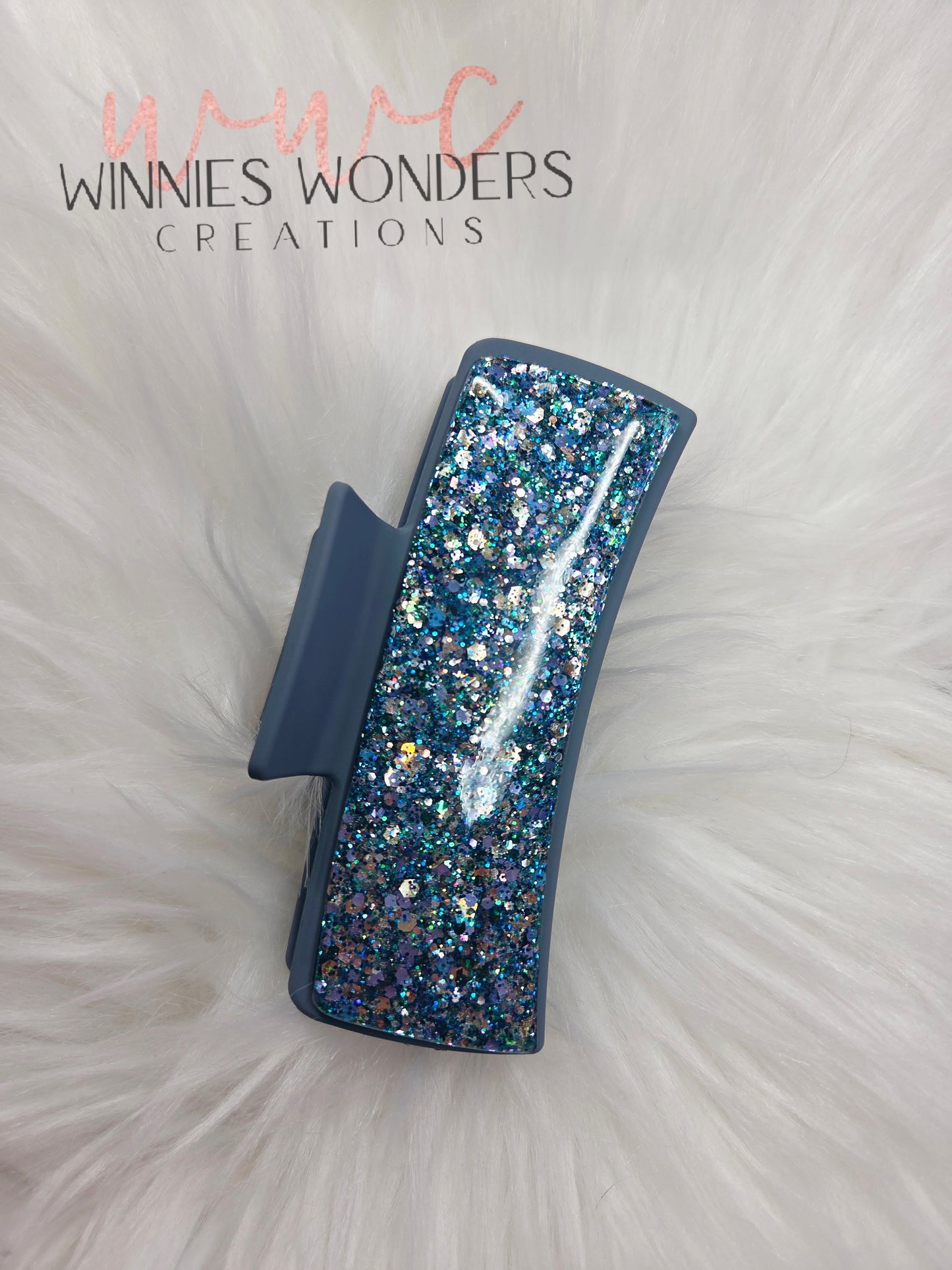Teal Glitter Hair Clip