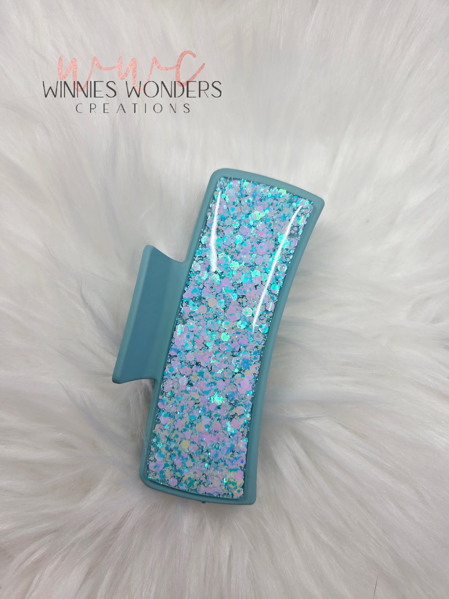 Teal Glitter Hair Clip