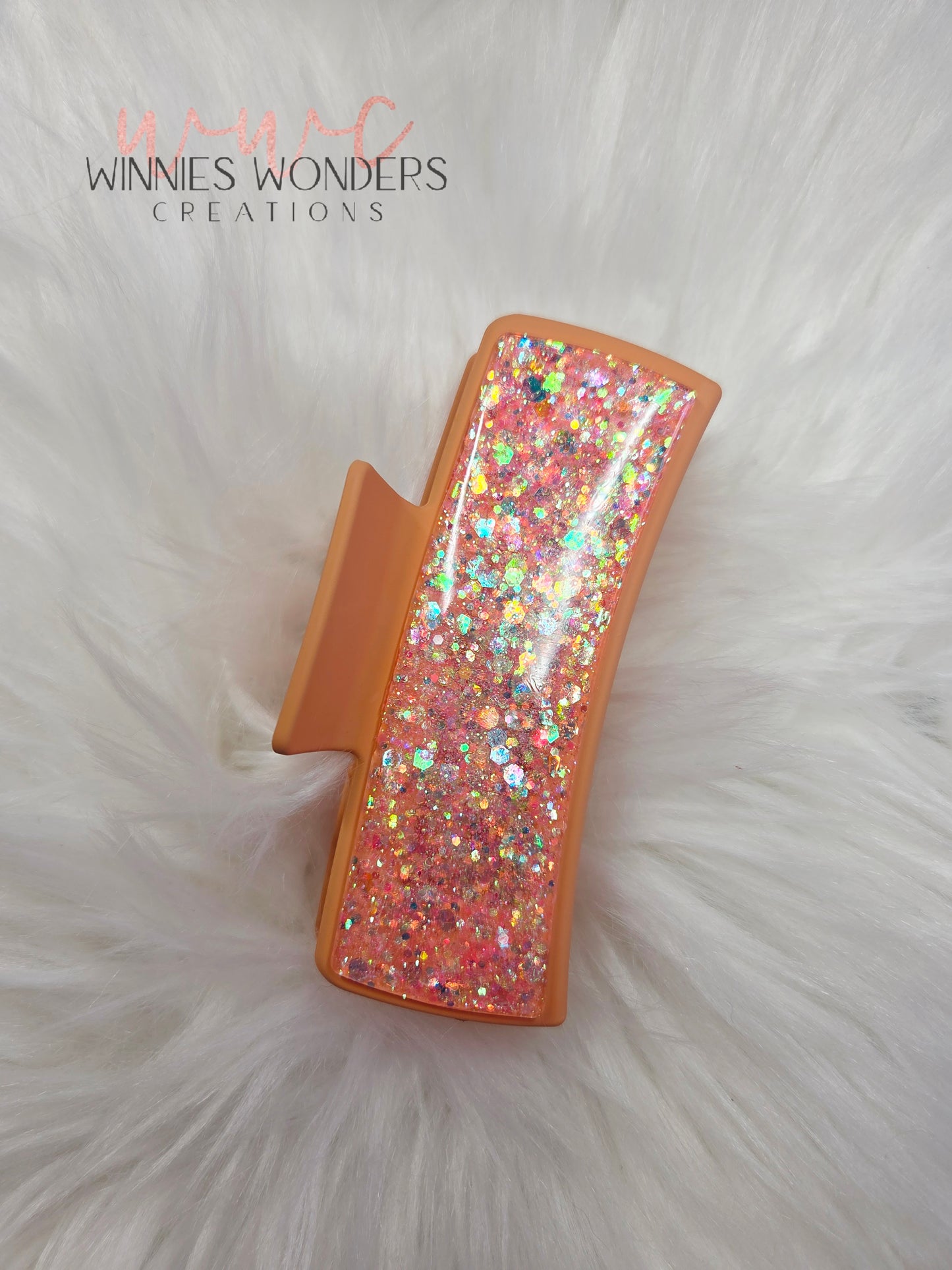 Peach Glitter Hair Clip