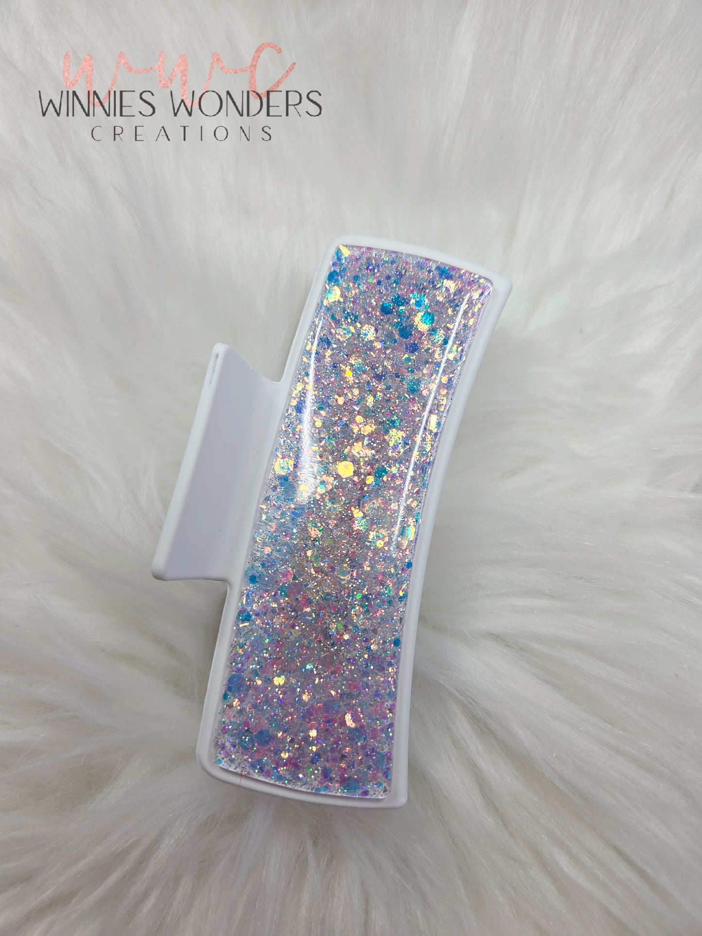 White Glitter Hair Clip