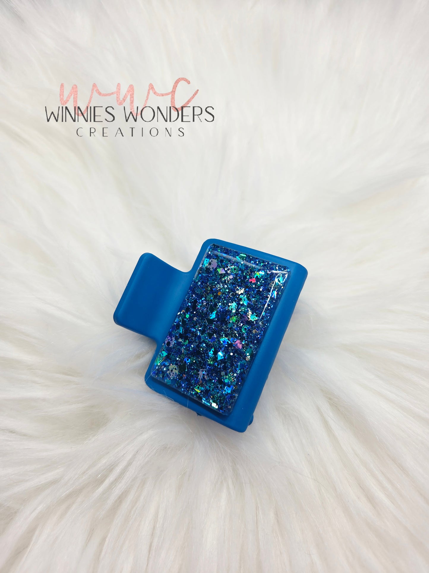 Blue Glitter Small Hair Clip