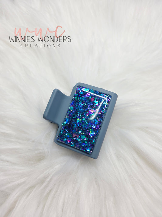 Teal/Blue Glitter Small Hair Clip