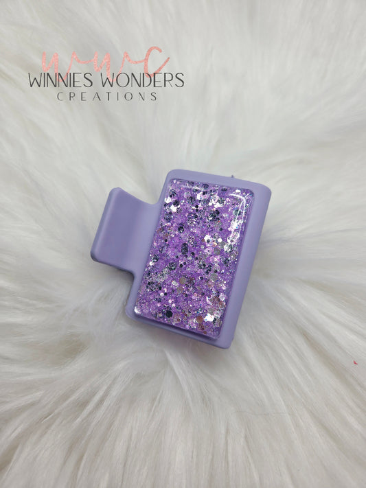 Purple Glitter Small Hair Clip