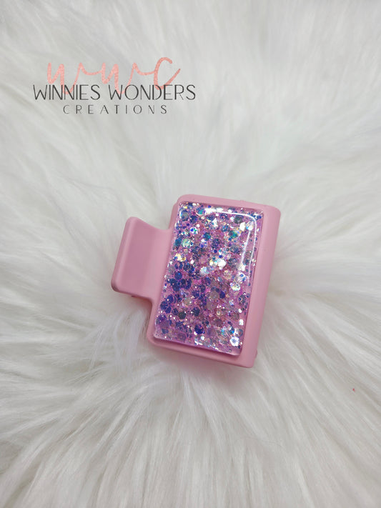 Pink Glitter Small Hair Clip