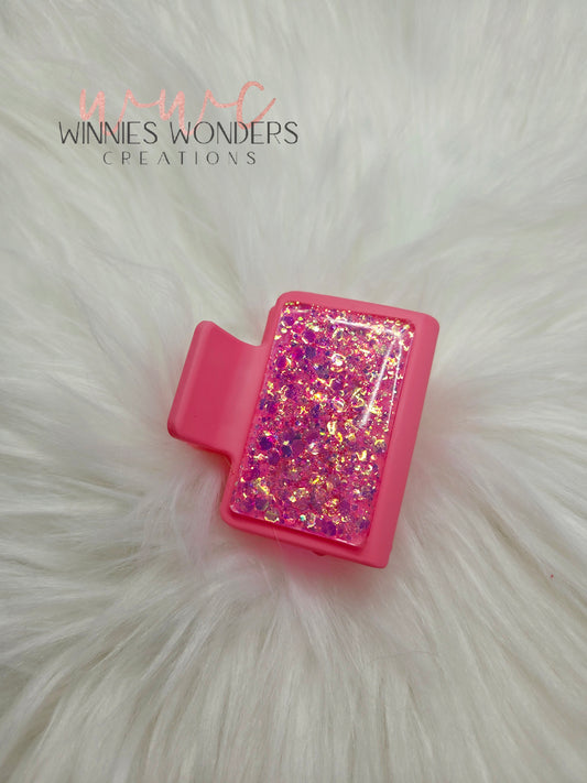 Pink Glitter Small Hair Clip