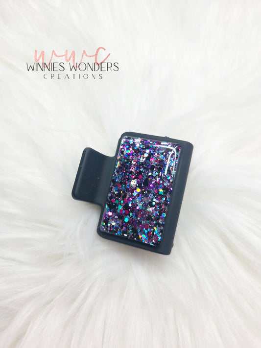 Black/Purple Glitter Small Hair Clip