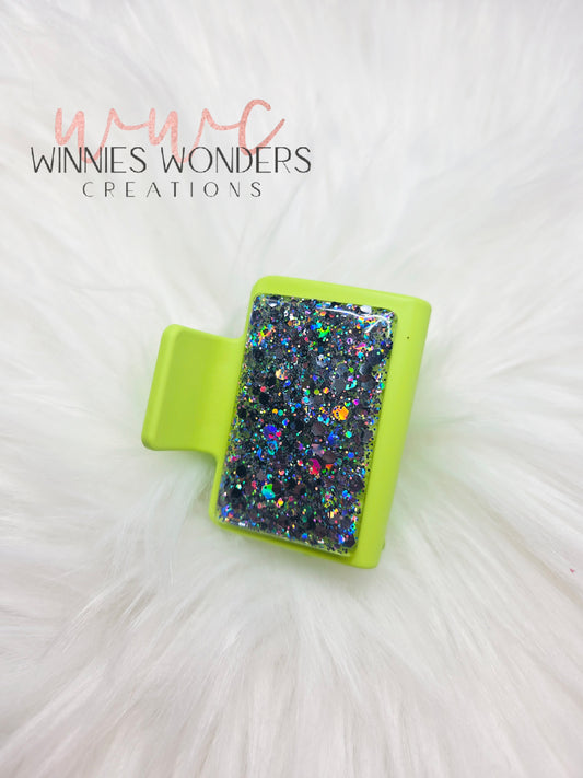 Green/Gray Glitter Small Hair Clip