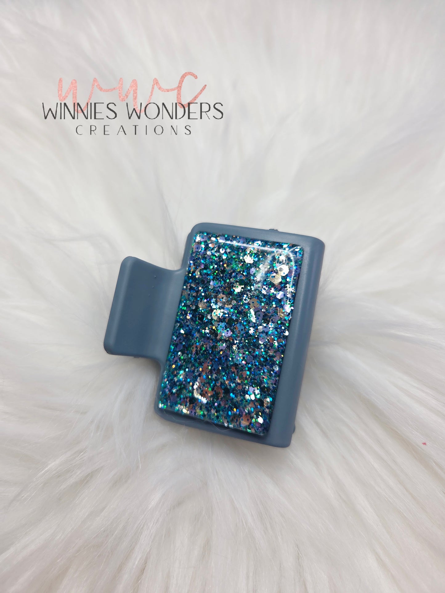 Blue Glitter Small Hair Clip