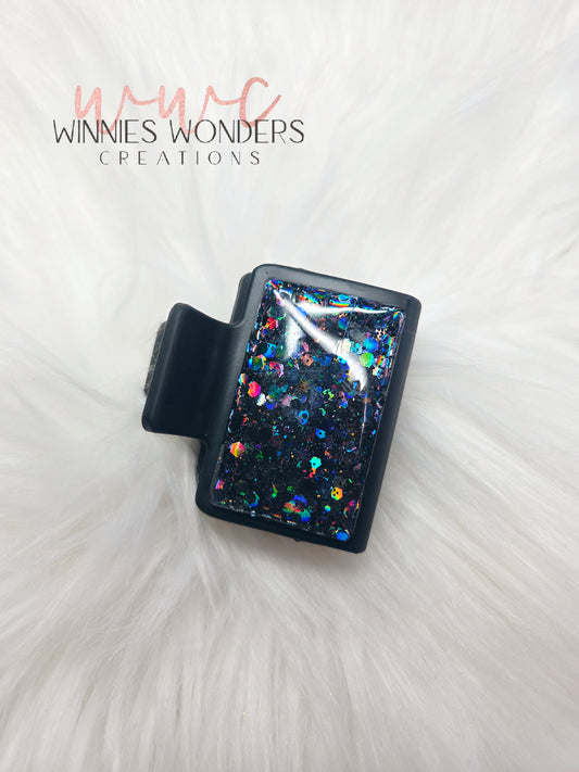 Black Glitter Small Hair Clip