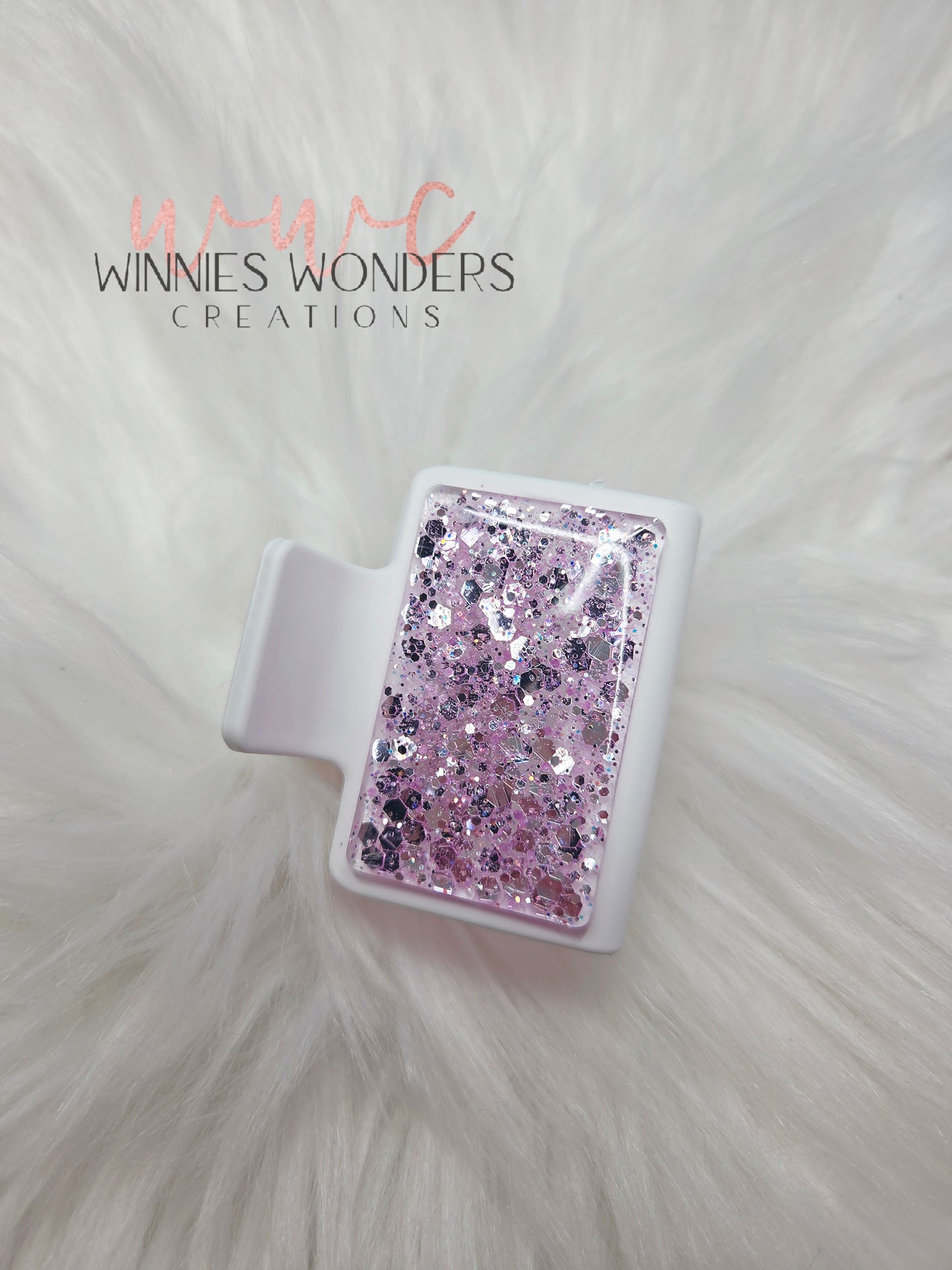 White/Purple Glitter Small Hair Clip