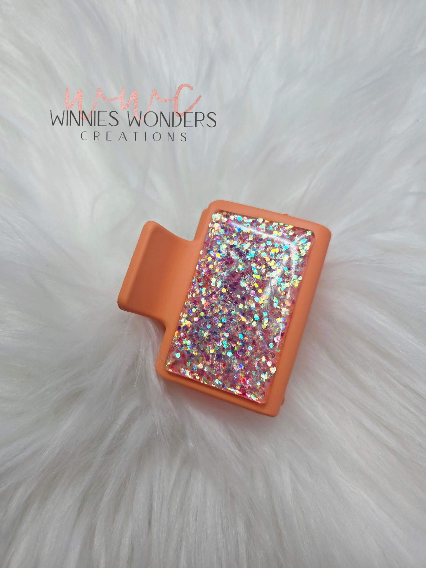 Orange/Peach Glitter Small Hair Clip