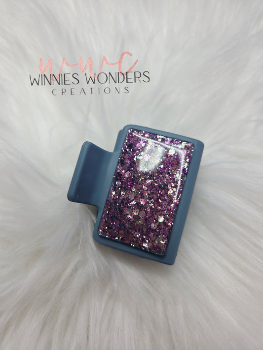 Teal/Purple Glitter Small Hair Clip