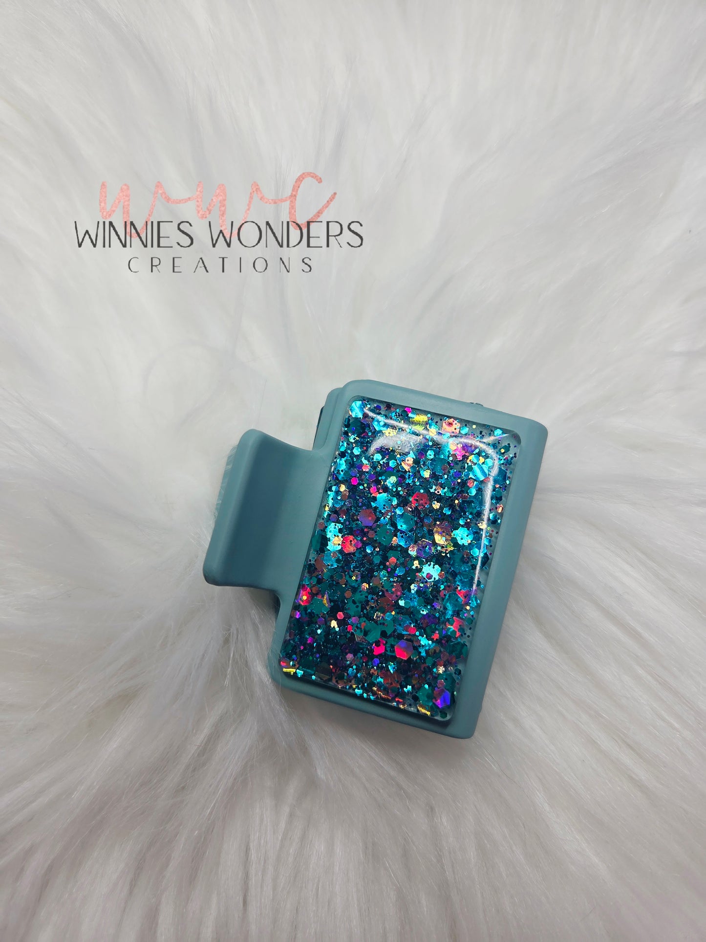Teal Glitter Small Hair Clip