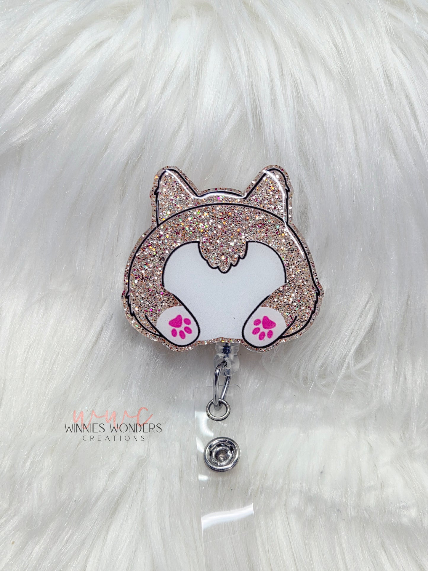 Corgi Butt Badge Reel