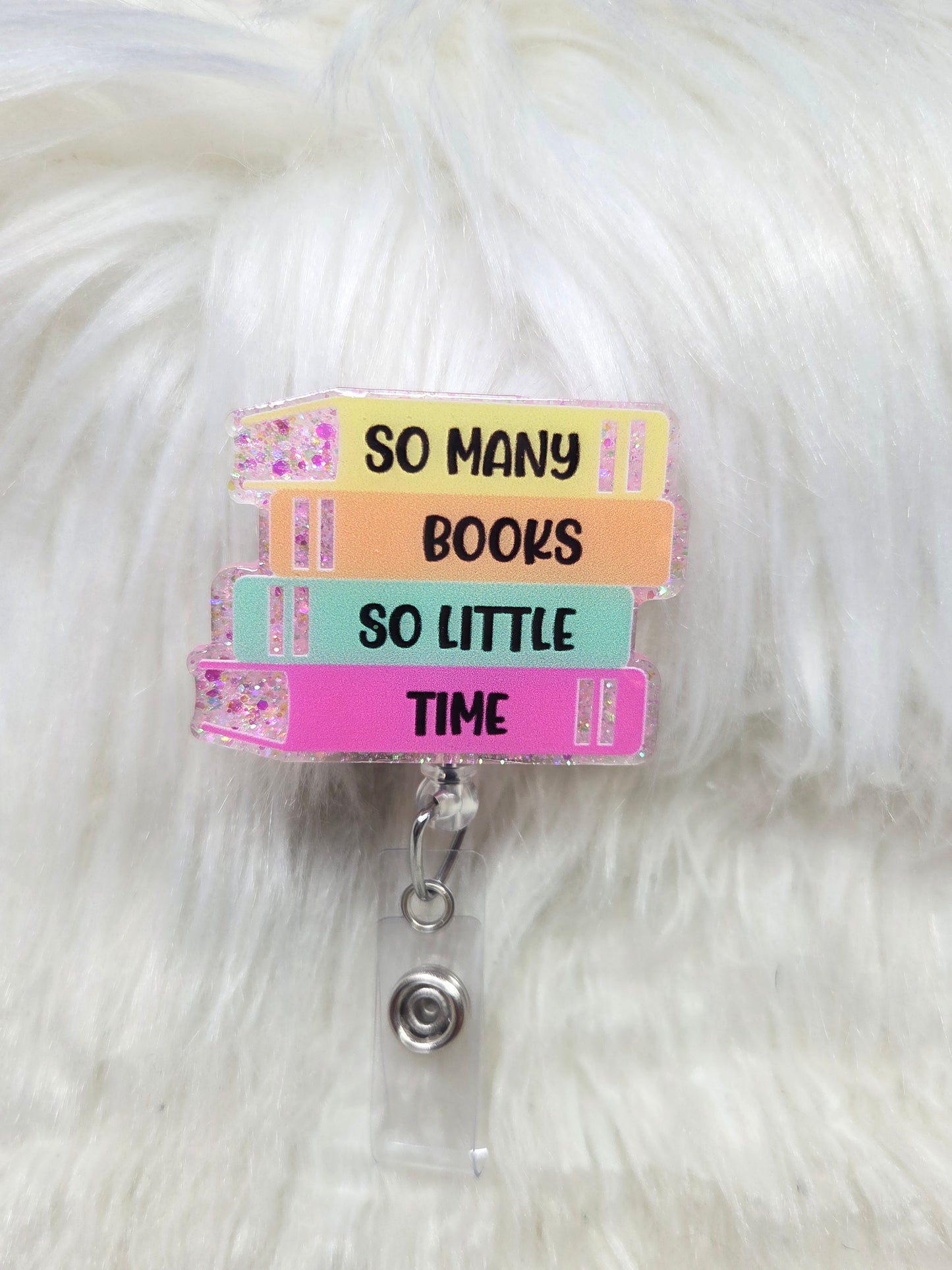 Stacked Books-So many Books so little time Badge Reel