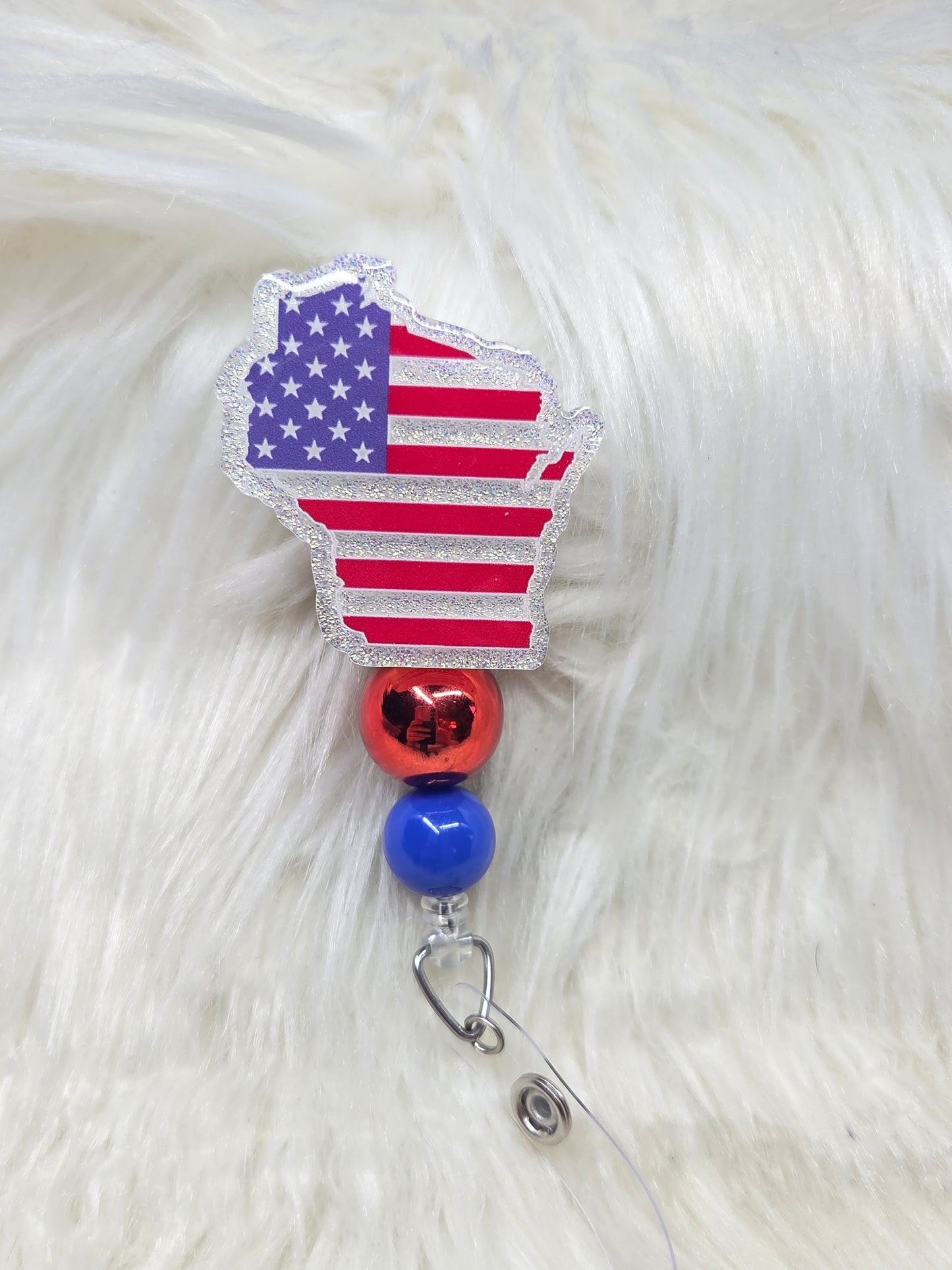 US Flag Wisconsin Badge Reel