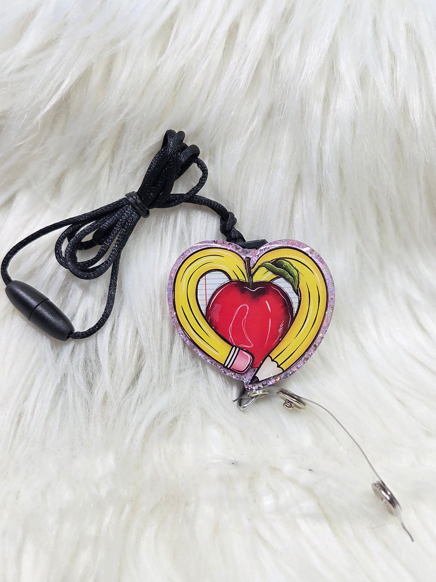 Pencil Apple Heart Lanyard