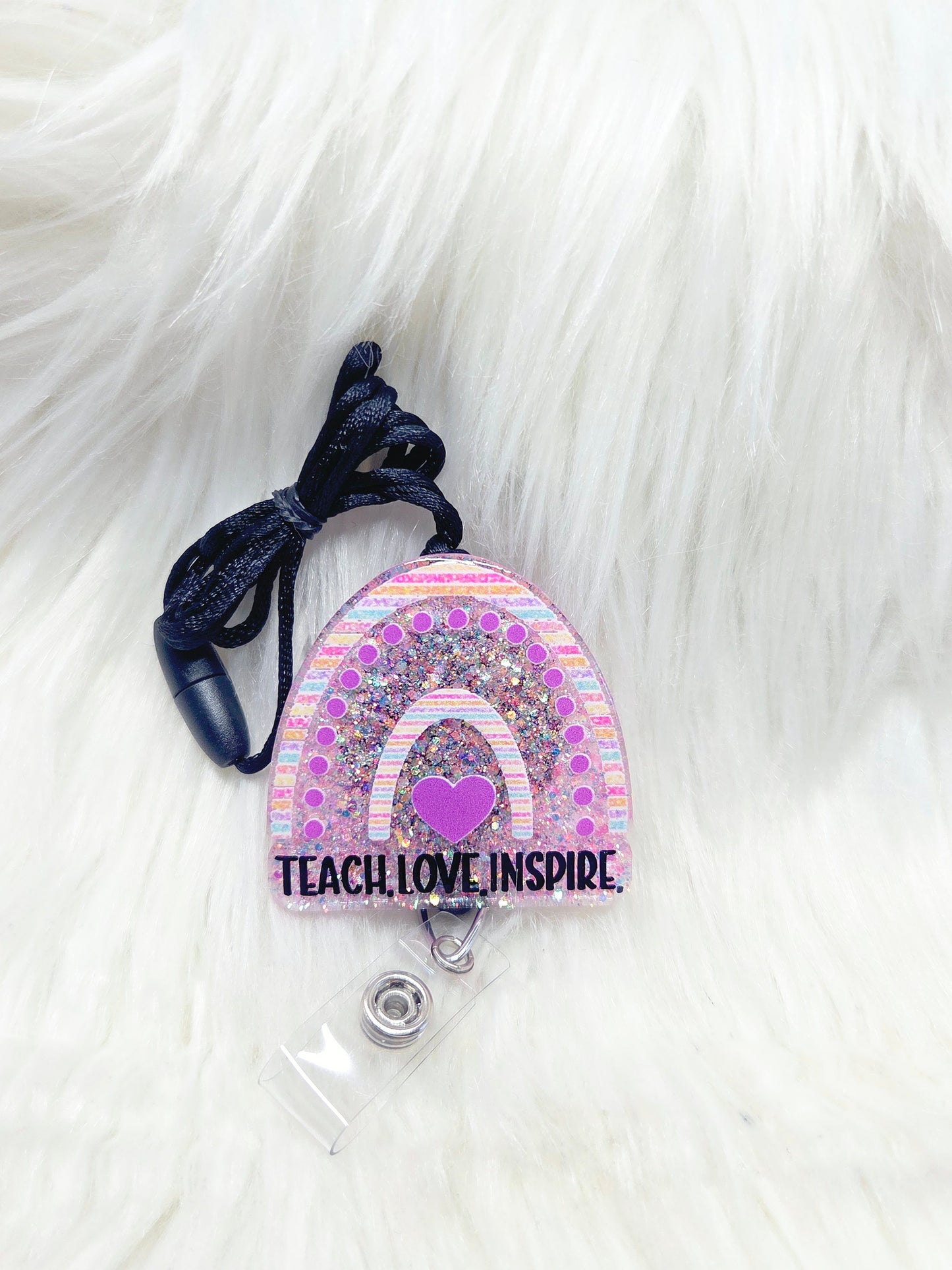Rainbow--Teach.Love.Inspire. Lanyard