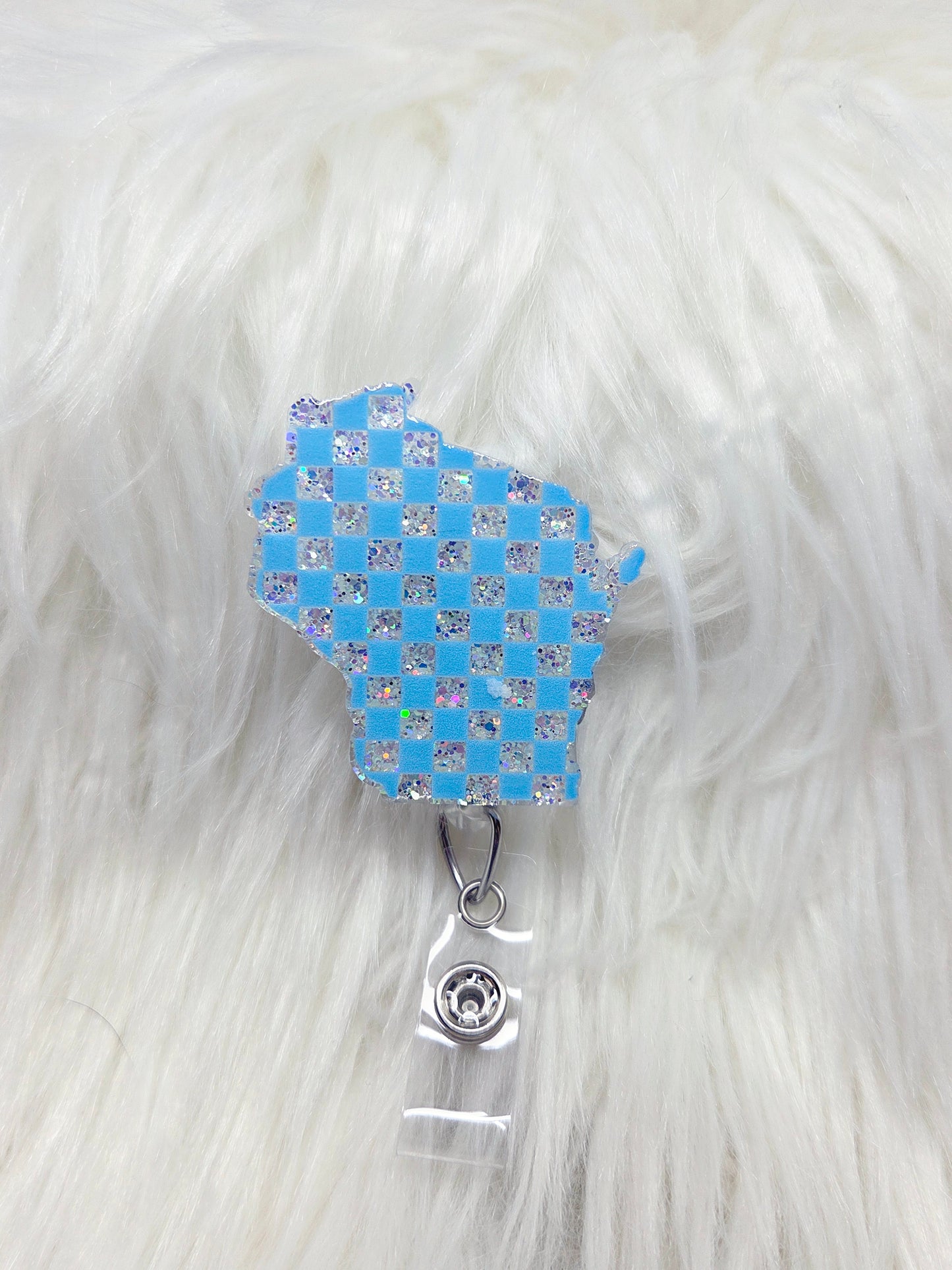 Checkard-Blue Wisconsin Badge Reel