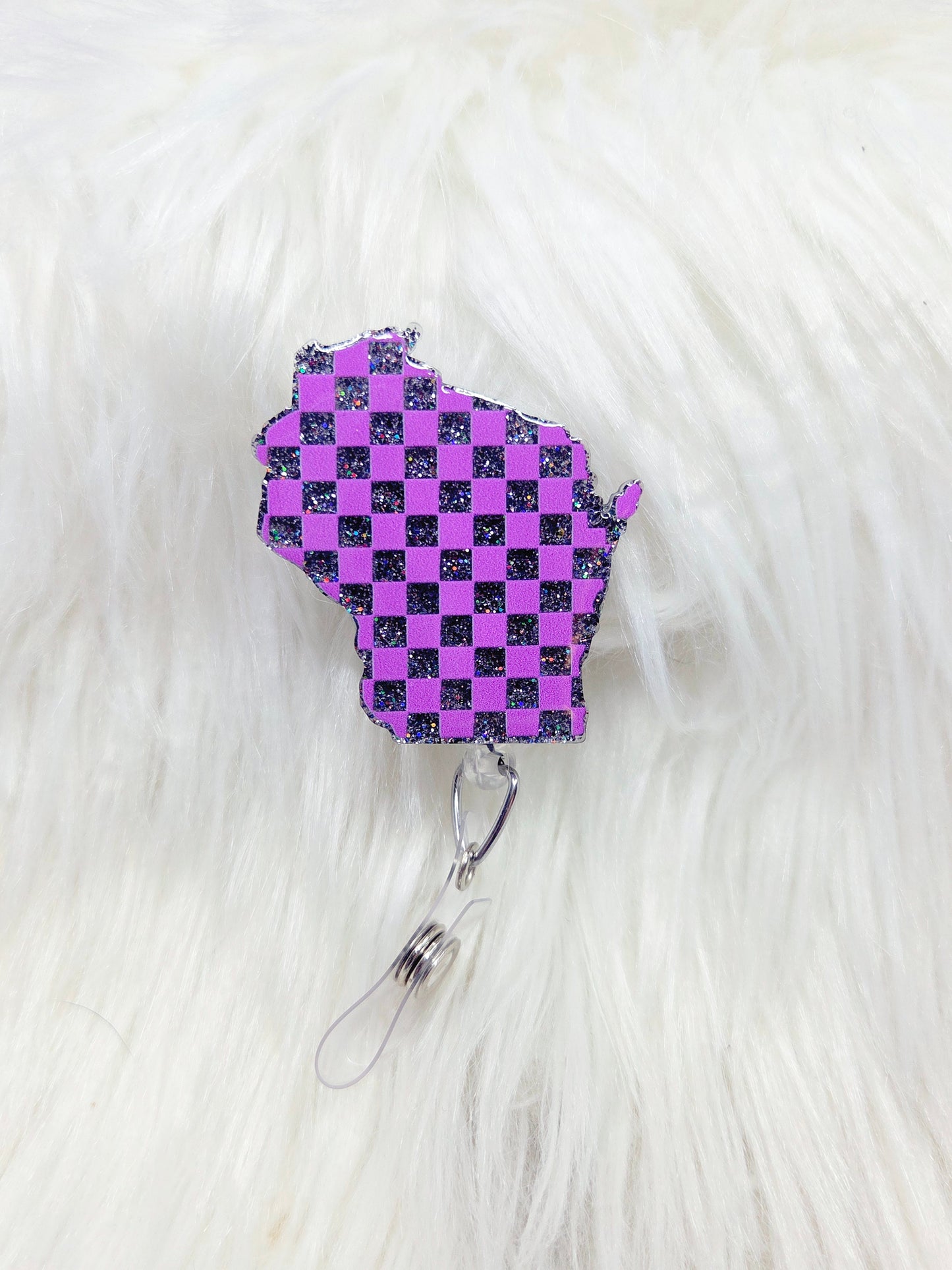 Checkard-Purple Wisconsin Badge Reel