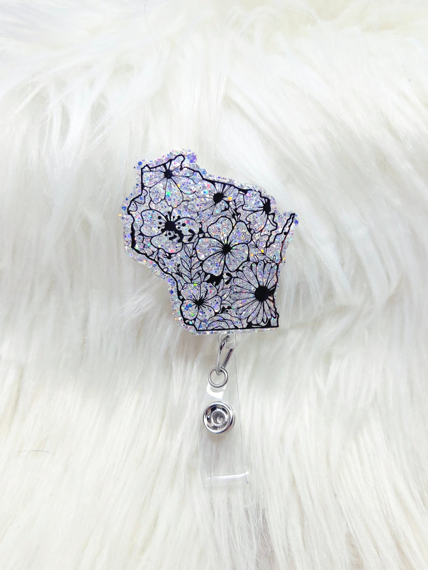 Floral Wisconsin Badge Reel