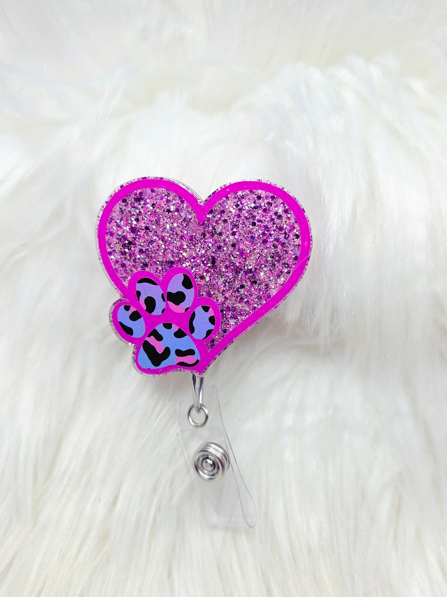 Heart with Paw Badge Reel