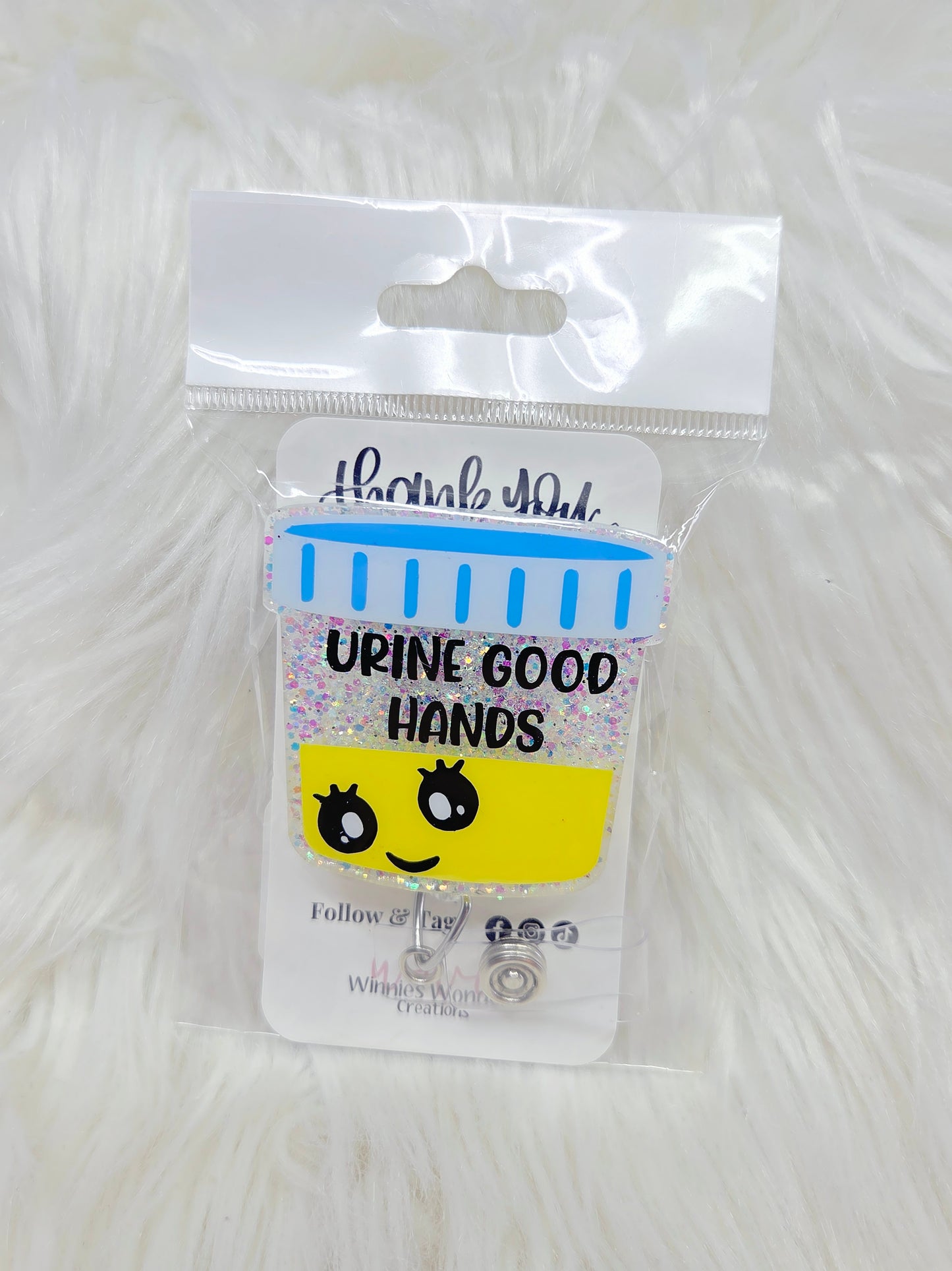 Urine Good Hands Badge Reel