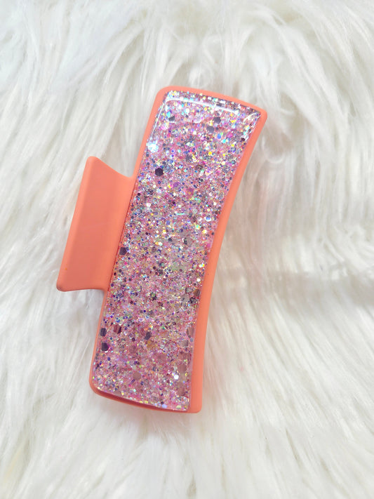 Orange Glitter Hair Clip