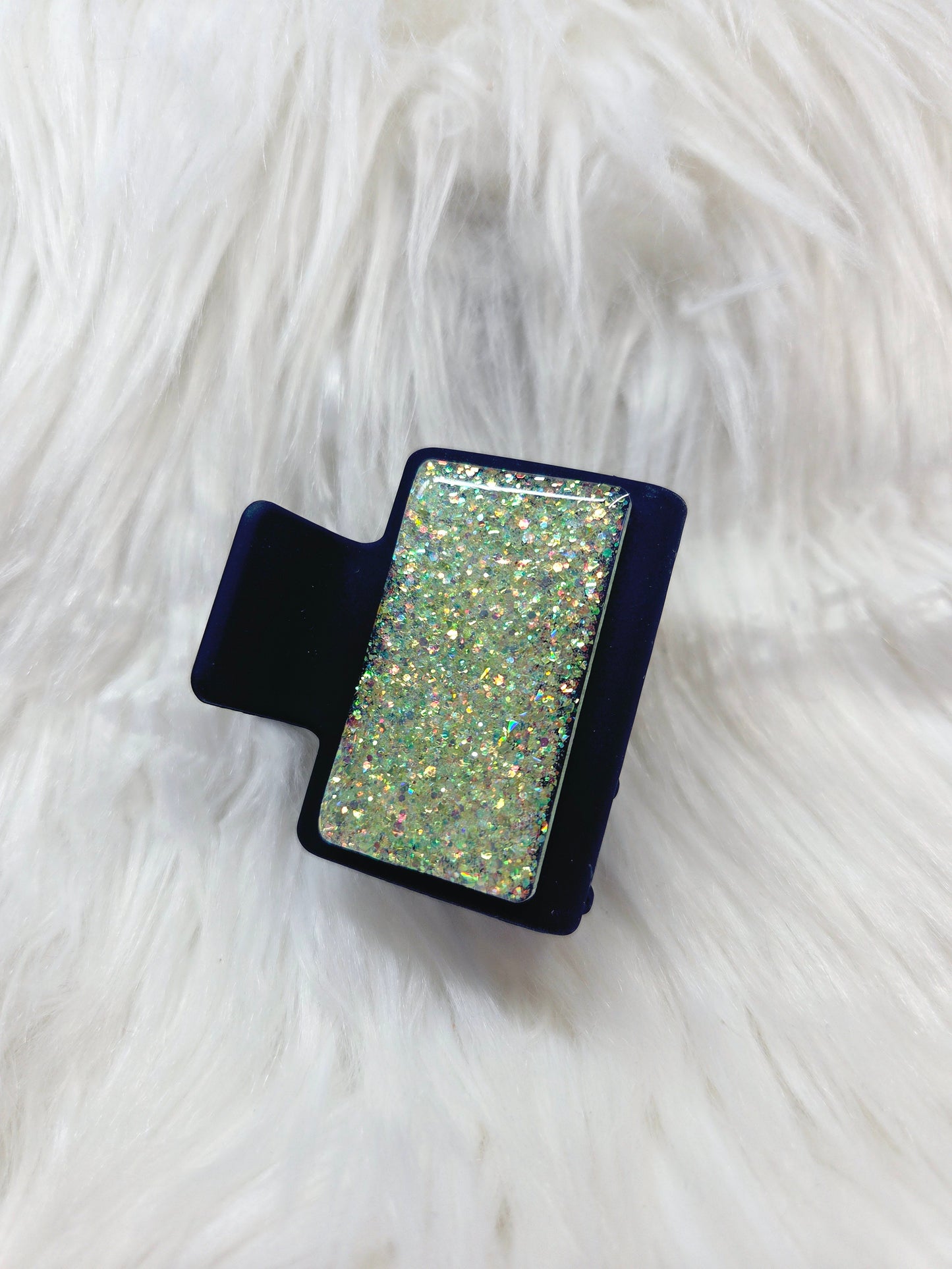 Black/GreenGlitter Small Hair Clip