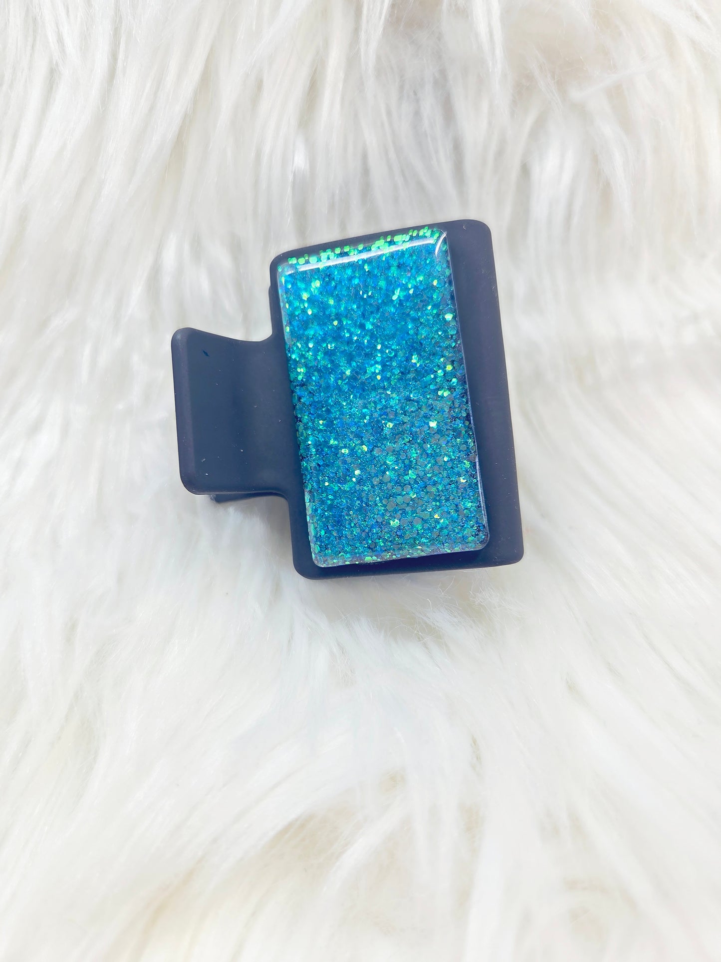 Black/Blue Glitter Small Hair Clip